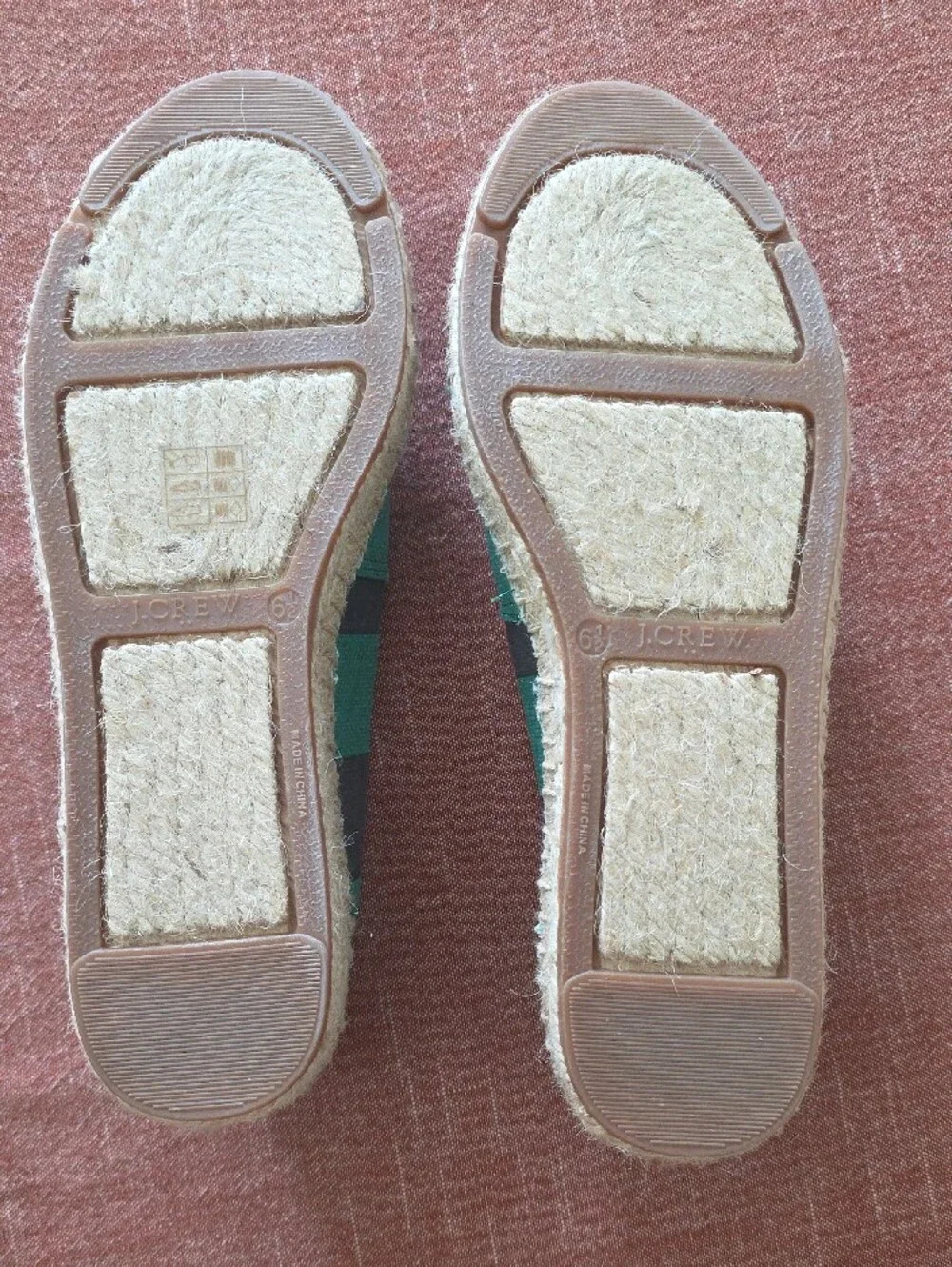 J. Crew Women's Green & Gray Striped Canvas Espadrilles NWOT